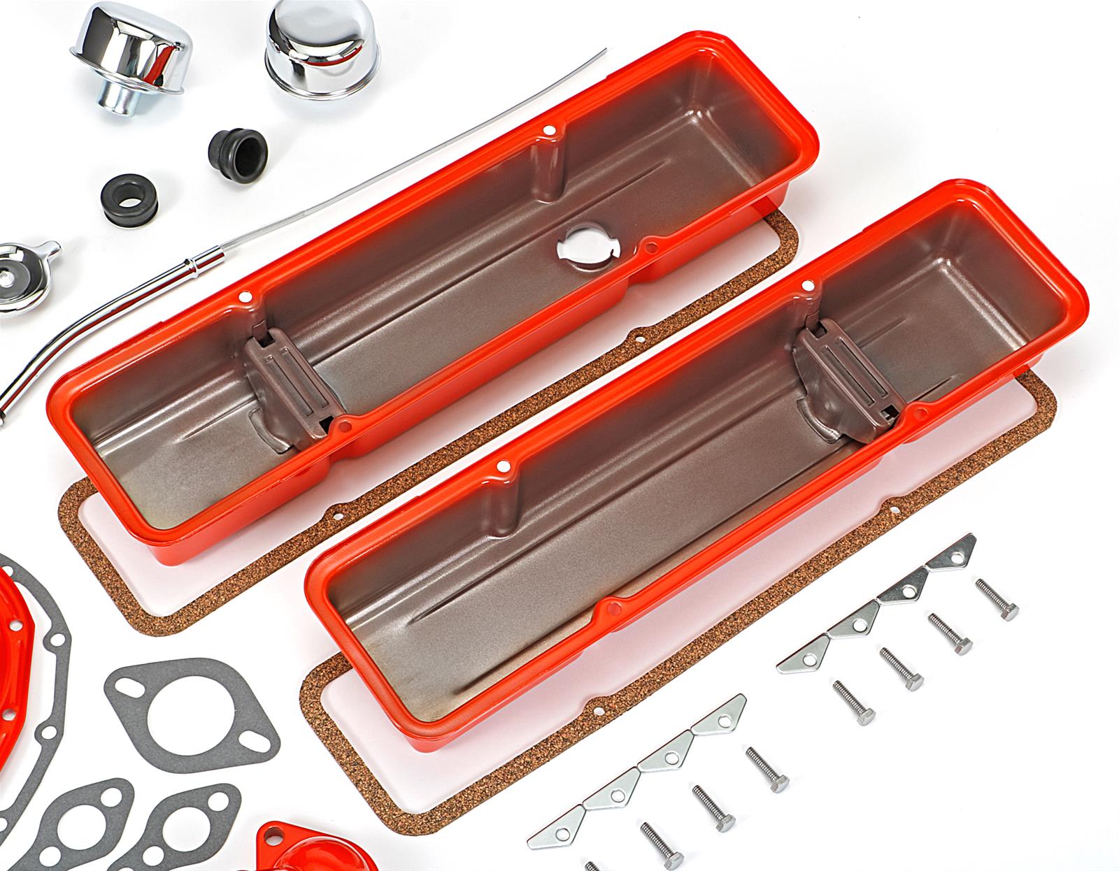 Trans-Dapt Performance PerfectMatch Powdercoated Engine Dress-Up Kits 3052 Kit, PerfectMatch, Steel, Orange Powdercoated, Chevy, Small Block, Kit thumbnail 2
