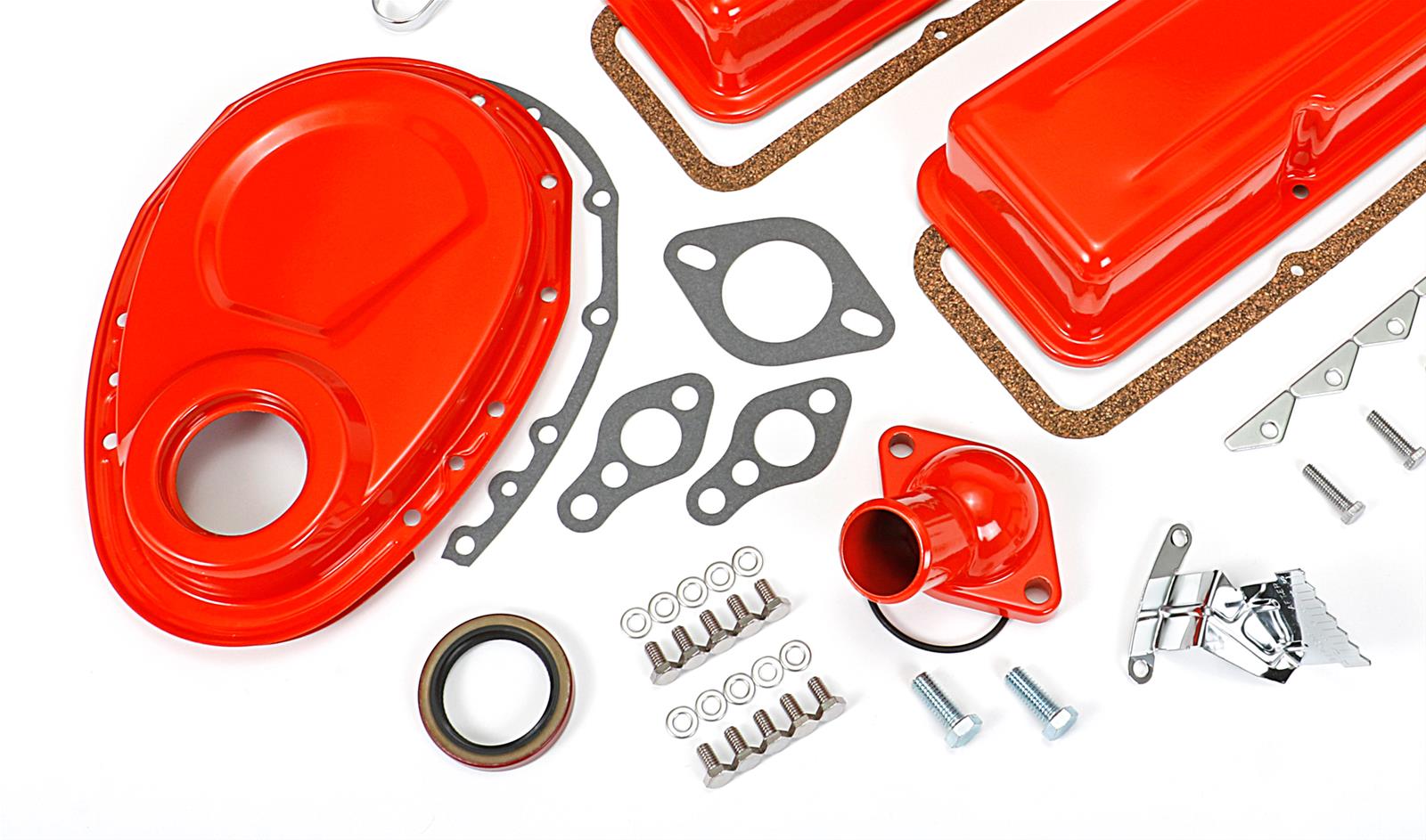 Trans-Dapt Performance PerfectMatch Powdercoated Engine Dress-Up Kits 3052 Kit, PerfectMatch, Steel, Orange Powdercoated, Chevy, Small Block, Kit thumbnail 4