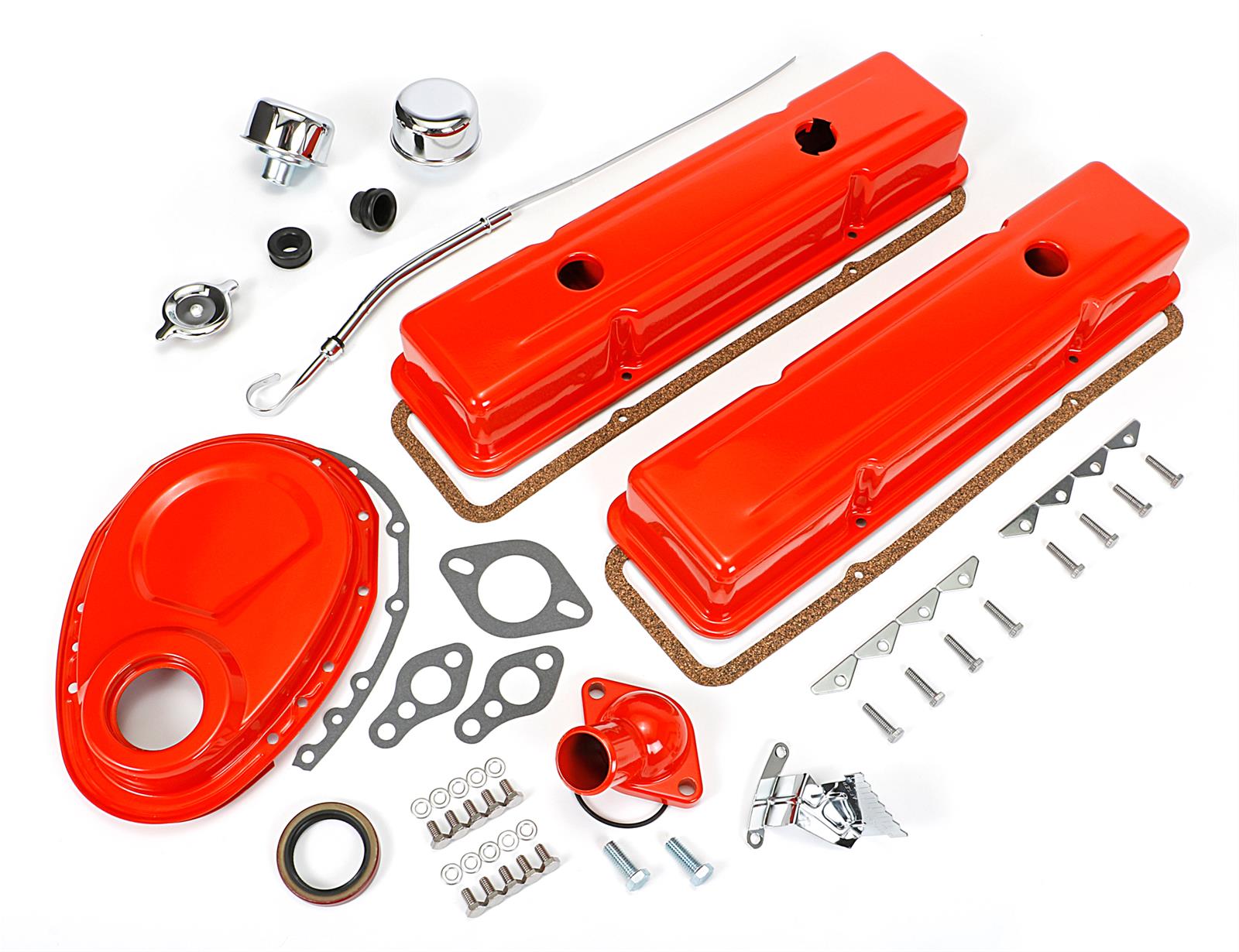 Trans-Dapt Performance PerfectMatch Powdercoated Engine Dress-Up Kits 3052 Kit, PerfectMatch, Steel, Orange Powdercoated, Chevy, Small Block, Kit thumbnail 3