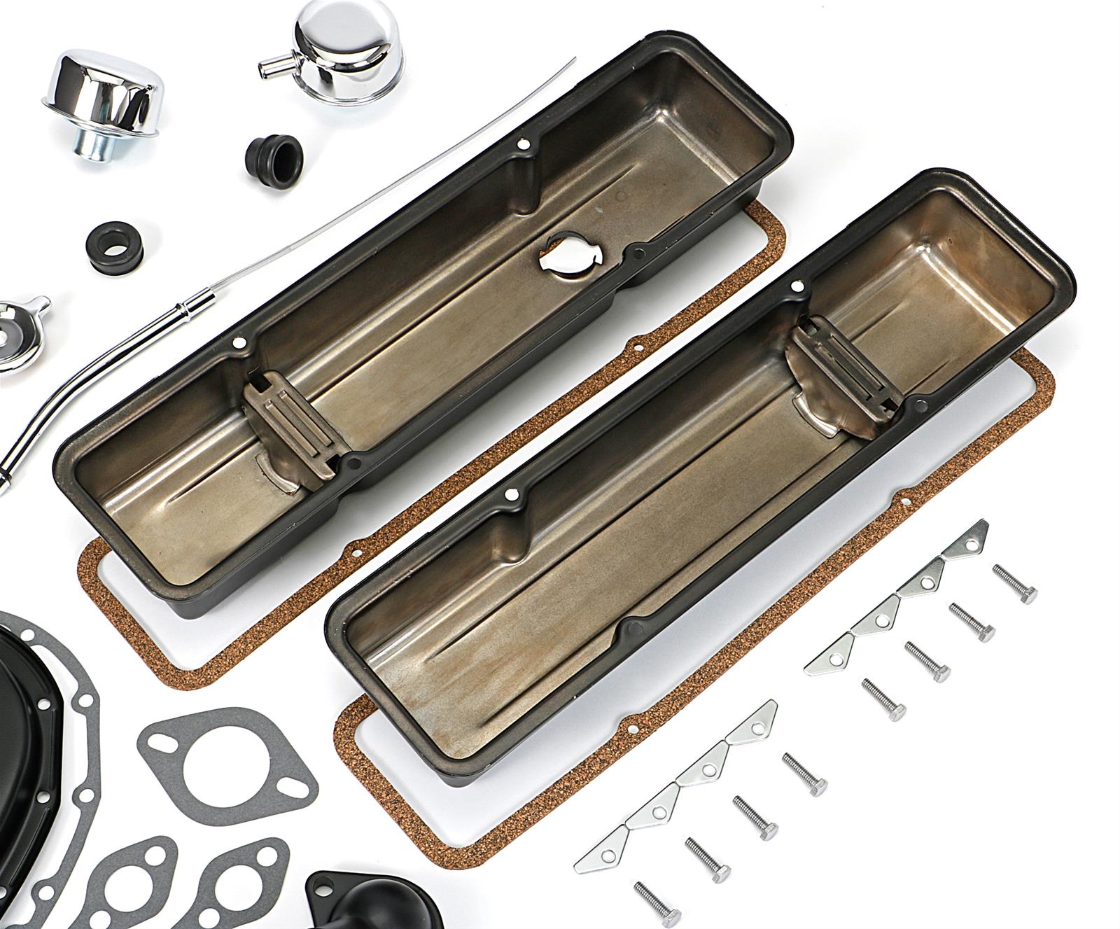 Trans-Dapt Performance PerfectMatch Powdercoated Engine Dress-Up Kits 3053 Kit, PerfectMatch, Steel, Asphalt Black Powdercoated, Chevy, Small Block, Kit