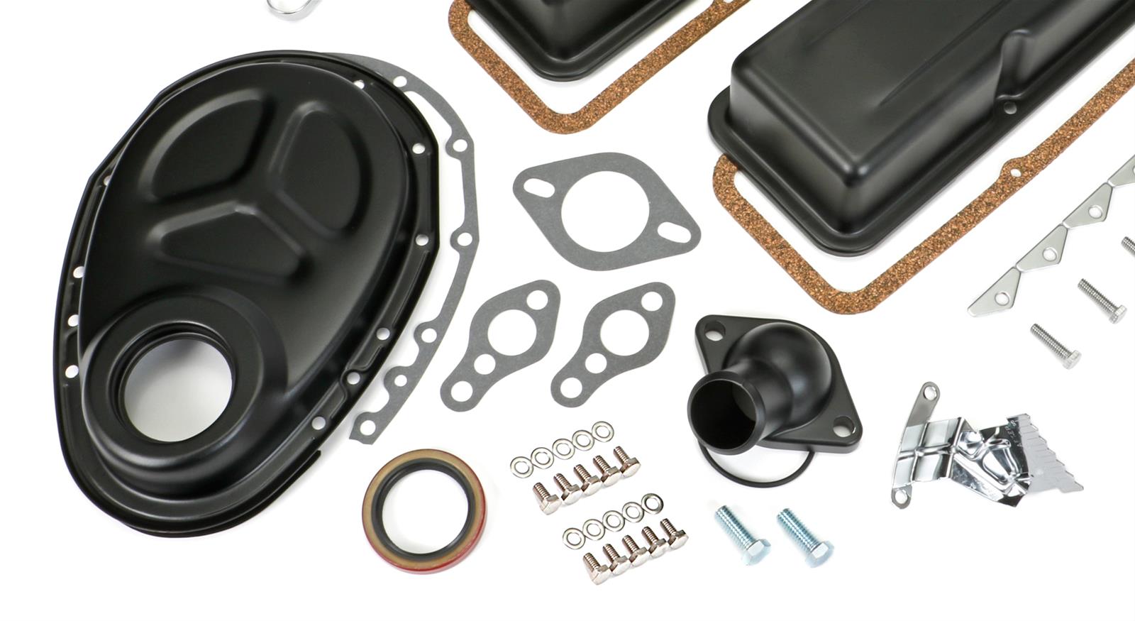Trans-Dapt Performance PerfectMatch Powdercoated Engine Dress-Up Kits 3053 Kit, PerfectMatch, Steel, Asphalt Black Powdercoated, Chevy, Small Block, Kit thumbnail 4