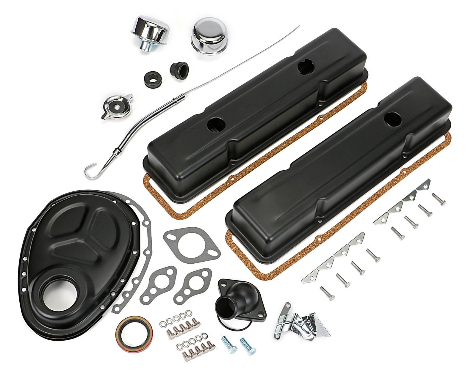 Trans-Dapt Performance PerfectMatch Powdercoated Engine Dress-Up Kits 3055 Kit, PerfectMatch, Steel, Asphalt Black Powdercoated, Chevy, Small Block, Kit