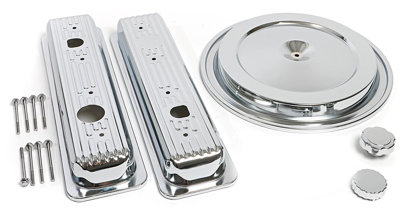 Trans-Dapt Performance Chrome Engine Dress-Up Kits 3102 Kit, Steel, Chrome, Chevy, Small Block, Kit