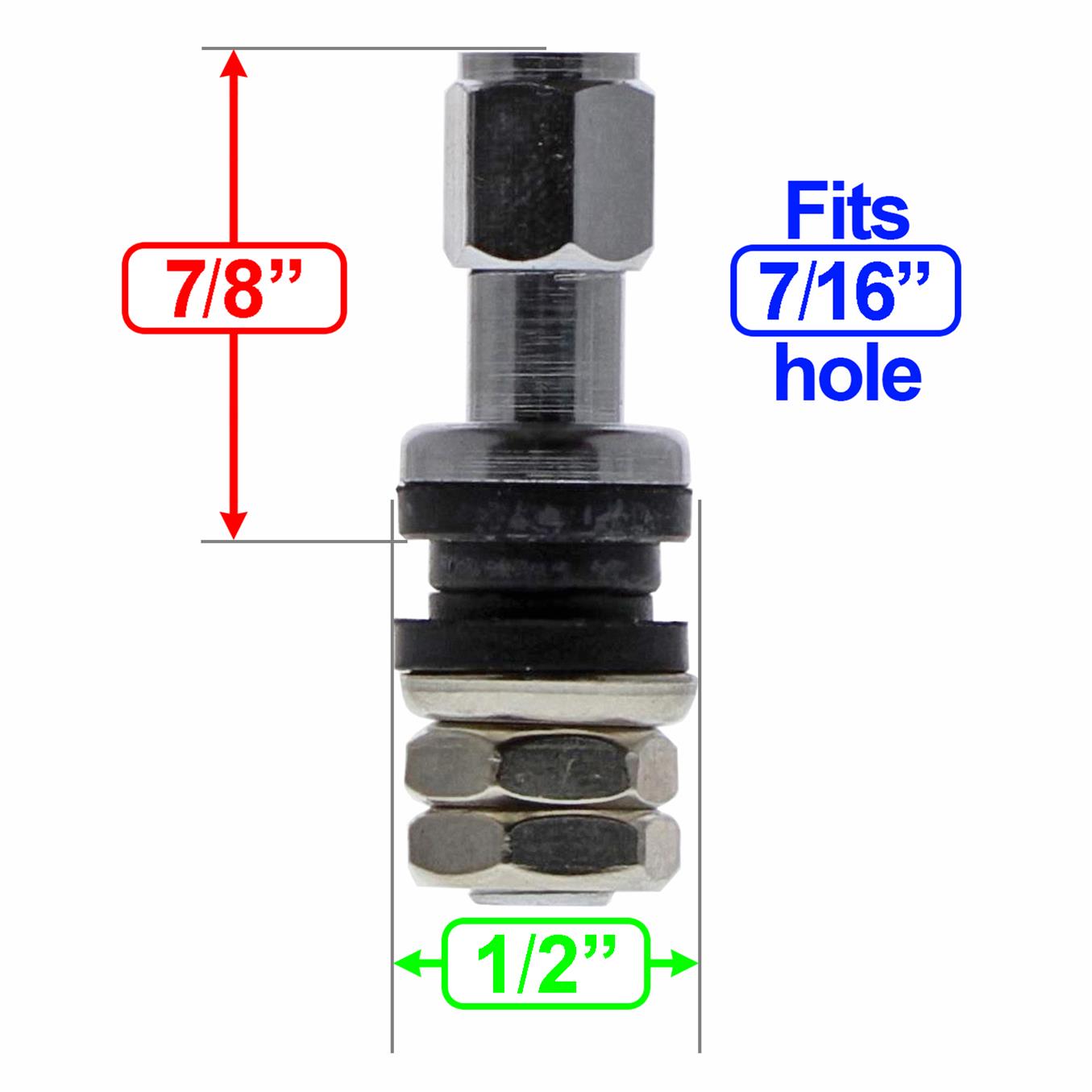 Trans-Dapt Performance Chrome Valve Stems 4108 Stems, Plated, Bolt-on, Set of 4