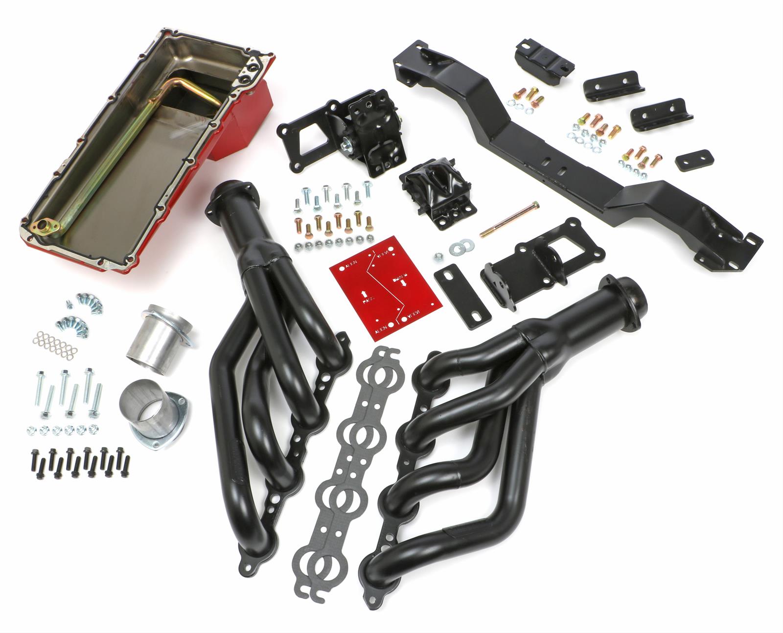 Trans-Dapt Performance Swap-In-A-Box Complete Engine Swap Kits 42024 Kits, Complete, Mid-length Steel Headers, Motor Mounts, Red Oil Pan, Chevrolet, Pontiac, 4.8L, 5.3L, 6.0L, Kit