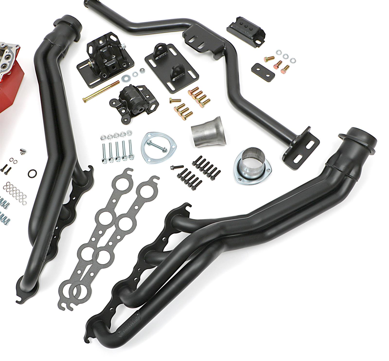 Trans-Dapt Performance Swap-In-A-Box Complete Engine Swap Kits 42165 Kit, Black MAXX Headers, Motor Mounts, Oil Pan, Pickup, Gaskets, Hardware, Chevy, LS, 4L60E, 4L70E, Kit