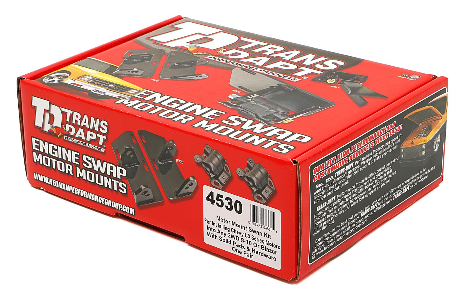 Trans-Dapt Performance Engine Swap Motor Mounts 4530 Mounts, Swap, Solid, Steel, Black Painted, Front Right and Left, Automatic or Manual, RWD only, LS, S10, S15, Sonoma, Chevy, GMC, Pair thumbnail 3
