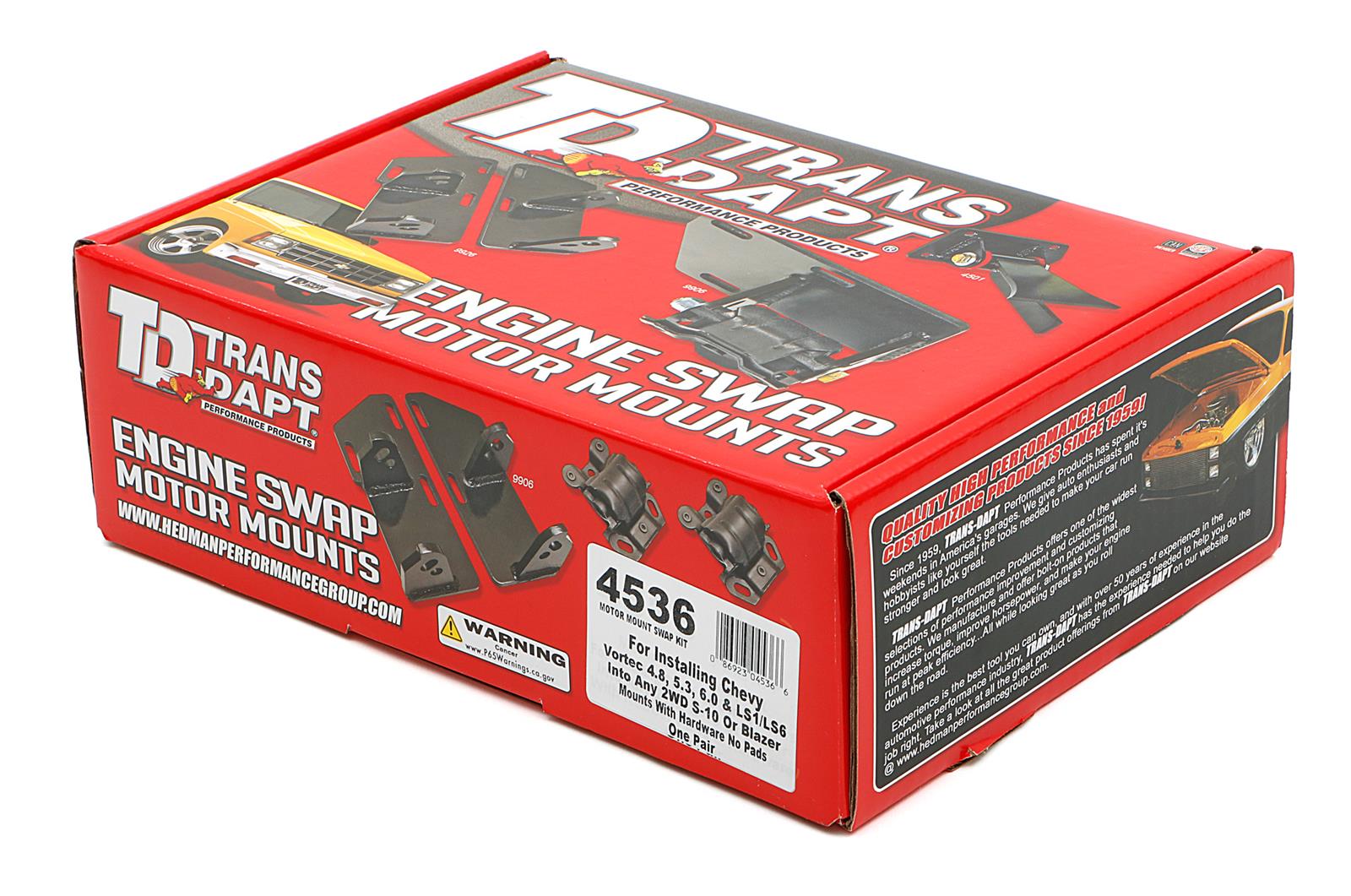Trans-Dapt Performance Engine Swap Motor Mounts 4536 Mounts, Swap, Complete Mount, Bolt-In, Chevy, Small Block, LS Series, V8, Kit thumbnail 2