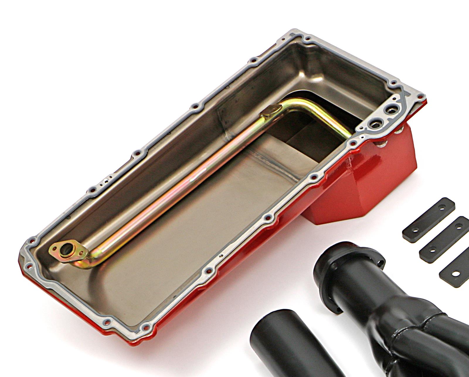 Trans-Dapt Performance Swap-In-A-Box Complete Engine Swap Kits 46011 Kit, LS, GM A-Body, Steel Headers, Natural Finish, 1 3/4 in. Primary Tube, Steel Oil Pan, Red Painted, Kit