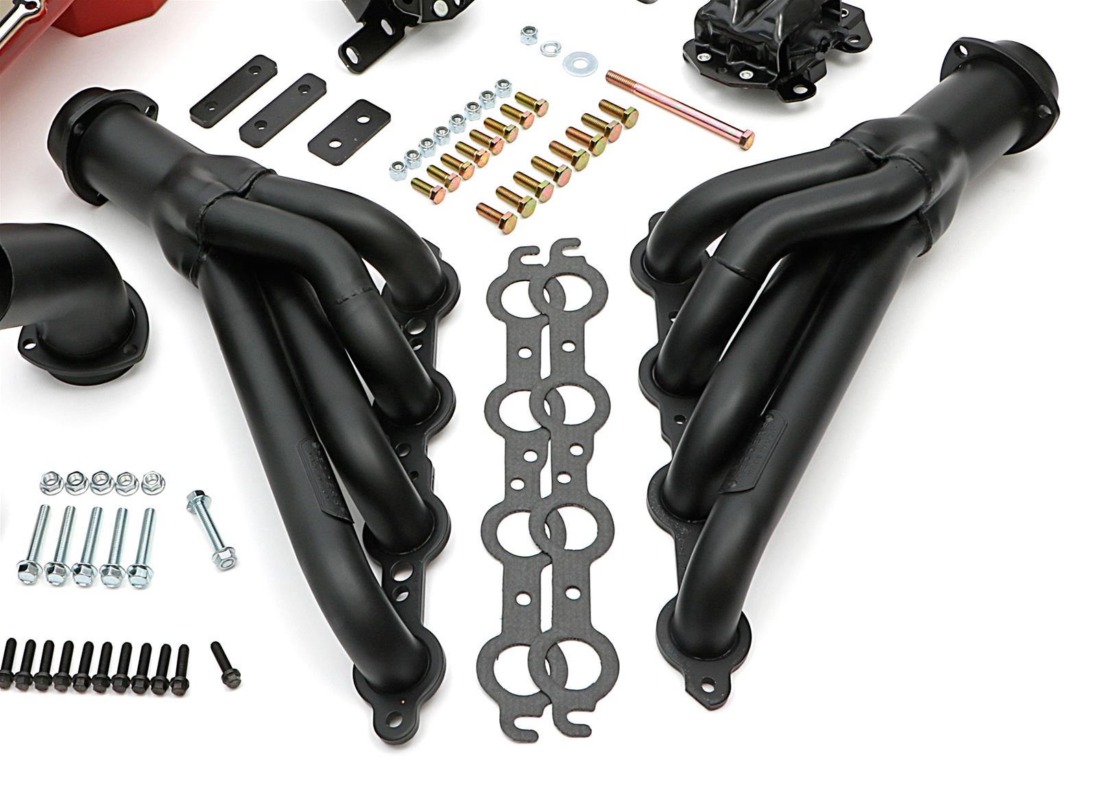 Trans-Dapt Performance Swap-In-A-Box Complete Engine Swap Kits 46014 Kit, Black MAXX Headers, Motor Mounts, Oil Pan, Pickup, Gaskets, Hardware, Chevy, LS, TH350, TH400, Kit