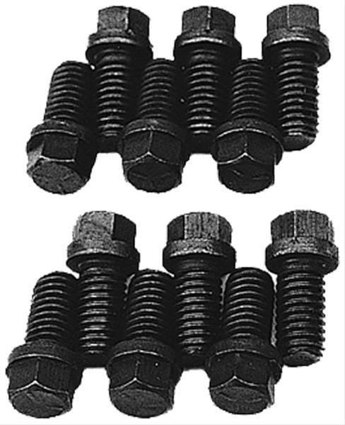Trans-Dapt Performance Header Bolts 4904 Bolts, Hex Head, Steel, Natural, 3/8 in.-16, 1.000 in. U.H.L., Set of 12