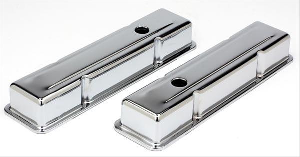 Trans-Dapt Performance Chrome Valve Covers 4963 Covers, Stock Height, Steel, Chrome, Plain, Chevy, Small Block, Pair thumbnail 3