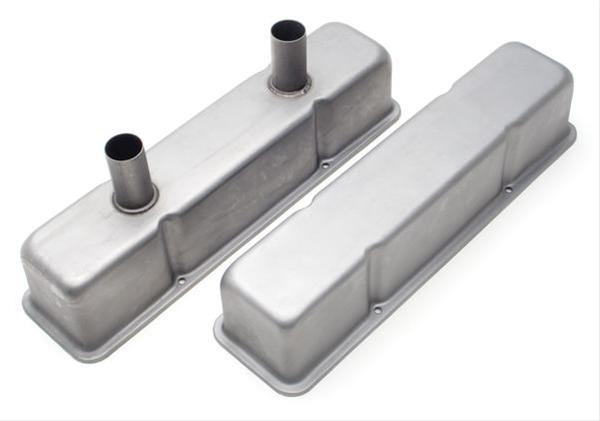 Trans-Dapt Performance Circle Track Valve Covers 5532 Covers, Tall, Steel, Natural, Plain, Chevy, Small Block, Pair