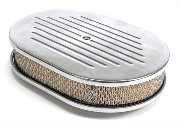 Trans-Dapt Performance Aluminum Air Cleaners 6020 Filter Assembly, Small Oval, Raised Base, Aluminum, Polished, Ball-Milled Design, 2 in. Filter Height, Each thumbnail 2
