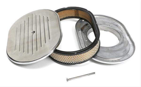 Trans-Dapt Performance Aluminum Air Cleaners 6020 Filter Assembly, Small Oval, Raised Base, Aluminum, Polished, Ball-Milled Design, 2 in. Filter Height, Each thumbnail 3