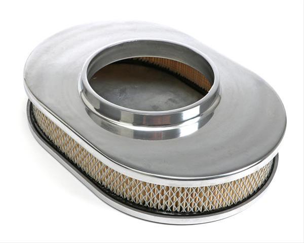 Trans-Dapt Performance Aluminum Air Cleaners 6020 Filter Assembly, Small Oval, Raised Base, Aluminum, Polished, Ball-Milled Design, 2 in. Filter Height, Each