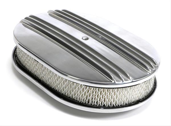 Trans-Dapt Performance Aluminum Air Cleaners 6026 Cleaner Assembly; Cleaner; Finned; Oval; Polished; 8 3/8 x 12 in.; 5 1/8 in. Neck; Use Filter thumbnail 2