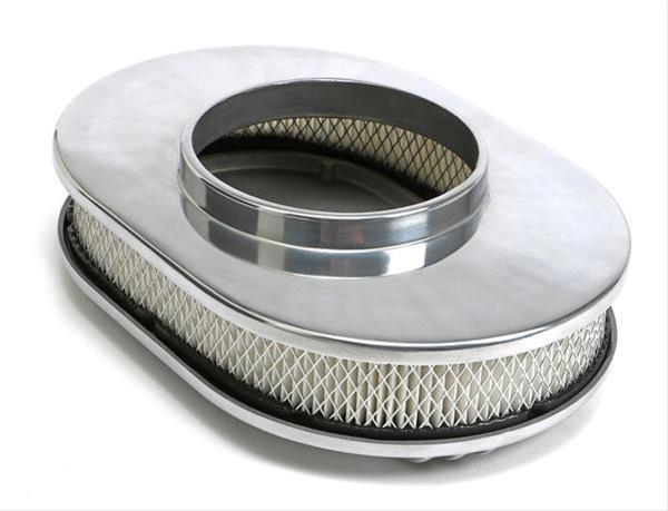 Trans-Dapt Performance Aluminum Air Cleaners 6026 Cleaner Assembly; Cleaner; Finned; Oval; Polished; 8 3/8 x 12 in.; 5 1/8 in. Neck; Use Filter