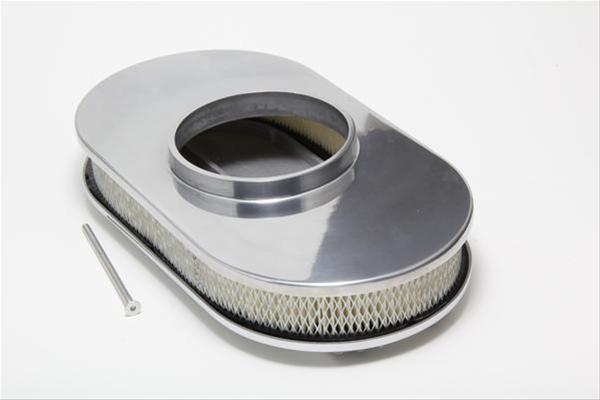 Trans-Dapt Performance Aluminum Air Cleaners 6048 Cleaner, Flat Base, Oval, Polished Top, Finned, 8 3/8 in. Width x 15 in. Length, Filter, Kit thumbnail 3