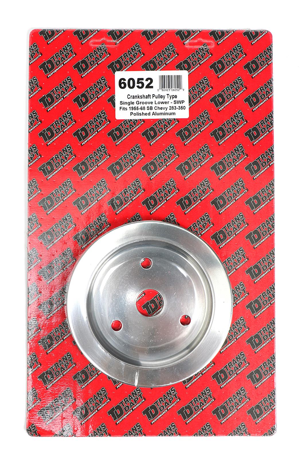 Trans-Dapt Performance Aluminum Crankshaft Pulleys 6052 Pulley, V-Belt, 1-Groove, Aluminum, Polished, Chevy, Small Block, Short Pump, Each