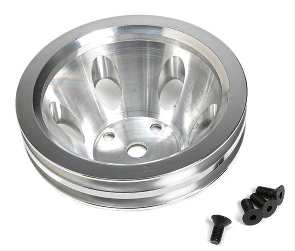 Trans-Dapt Performance Aluminum Water Pump Pulleys 6055 Pulley, V-Belt, 2-Groove, Aluminum, Polished, Chevy, Small Block, Long Pump, Each thumbnail 2