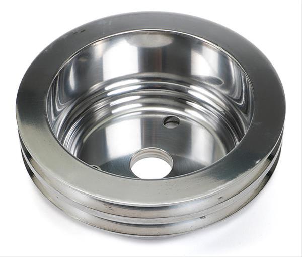 Trans-Dapt Performance Aluminum Crankshaft Pulleys 6057 Pulley, V-Belt, 2-Groove, 6.6 in., Aluminum, Polished, Chevy, Small Block, Long Pump, Each thumbnail 2