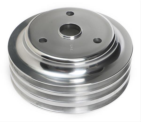 Trans-Dapt Performance Aluminum Crankshaft Pulleys 6058 Pulley, V-Belt, 3-Groove, Aluminum, Polished, Chevy, Small Block, Long Pump, Each thumbnail 3