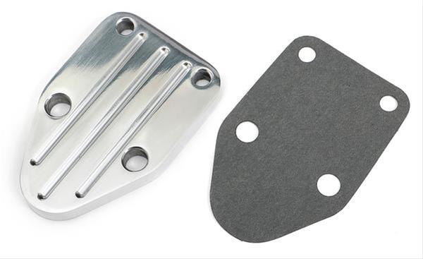 Trans-Dapt Performance Products Fuel Pump Block-Off Plates 6064 Plate, Billet Aluminum, Polished And Ball Milled, Chevy, Small Block, Each thumbnail 2
