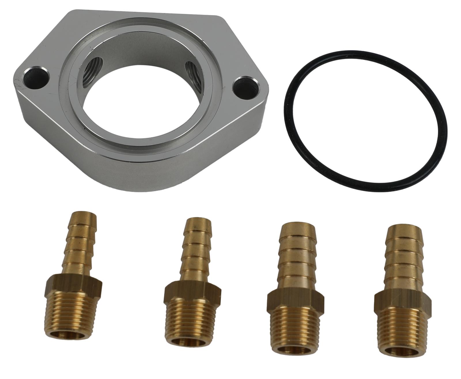 Trans-Dapt Performance Products Water Neck Spacers 6104 Spacer, Spacer Billet 1" With Dual 3/8" Npt Ports