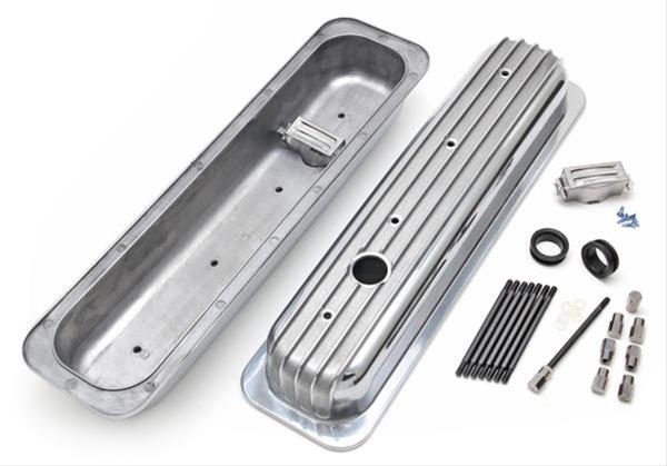 Trans-Dapt Performance Finned Aluminum Valve Covers 6607 Covers, Stock Height, Aluminum, Polished, Finned, Chevy, Small Block, Pair