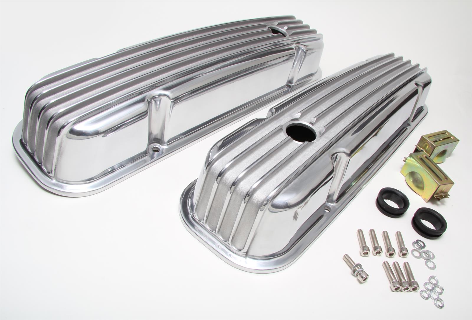 Trans-Dapt Performance Diecast Aluminum Valve Covers 6613 Covers, Perimeter Bolt Mounting, Die-cast Aluminum, Polished, Finned Top, Pontiac V8, Pair thumbnail 2