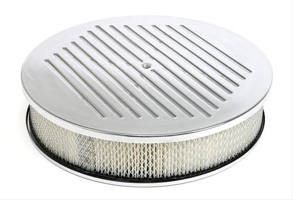 Trans-Dapt Performance Aluminum Air Cleaners 6700 Filter Assembly, 14 in. Diameter, Round, Steel/Aluminum, Polished, Chrome, Ball-Milled, 3 in. Filter, Each thumbnail 2