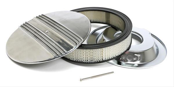 Trans-Dapt Performance Aluminum Air Cleaners 6706 Cleaner Assembly; Cleaner; Finned; Round; Polished; 14 in.; 5 1/8 in. Neck; Use Filter PN[211 thumbnail 2