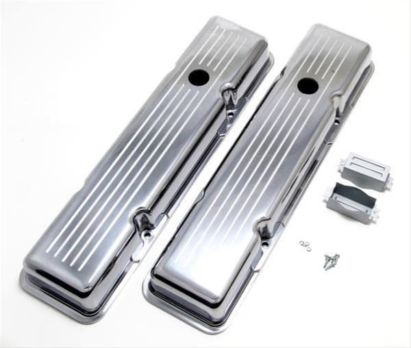 Trans-Dapt Performance Diecast Aluminum Valve Covers 6721 Covers, Stock Height, Cast Aluminum, Polished, Ball-Milled, Chevy, Small Block, Pair