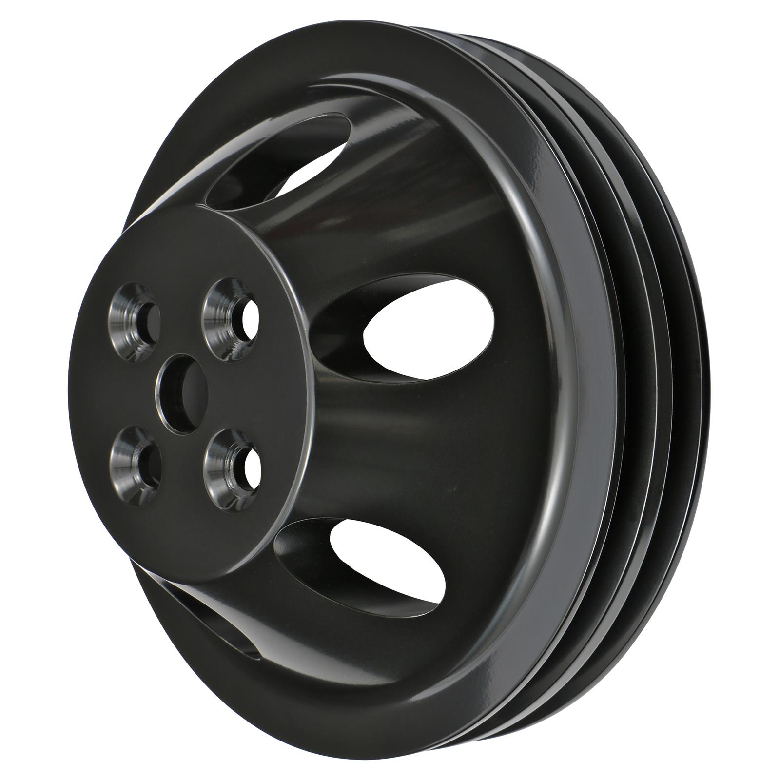 Trans-Dapt Performance Products Water Pump Pulleys 7141 Pulley, SBC Alum Swp Dbl Upper Pulley Black thumbnail 2