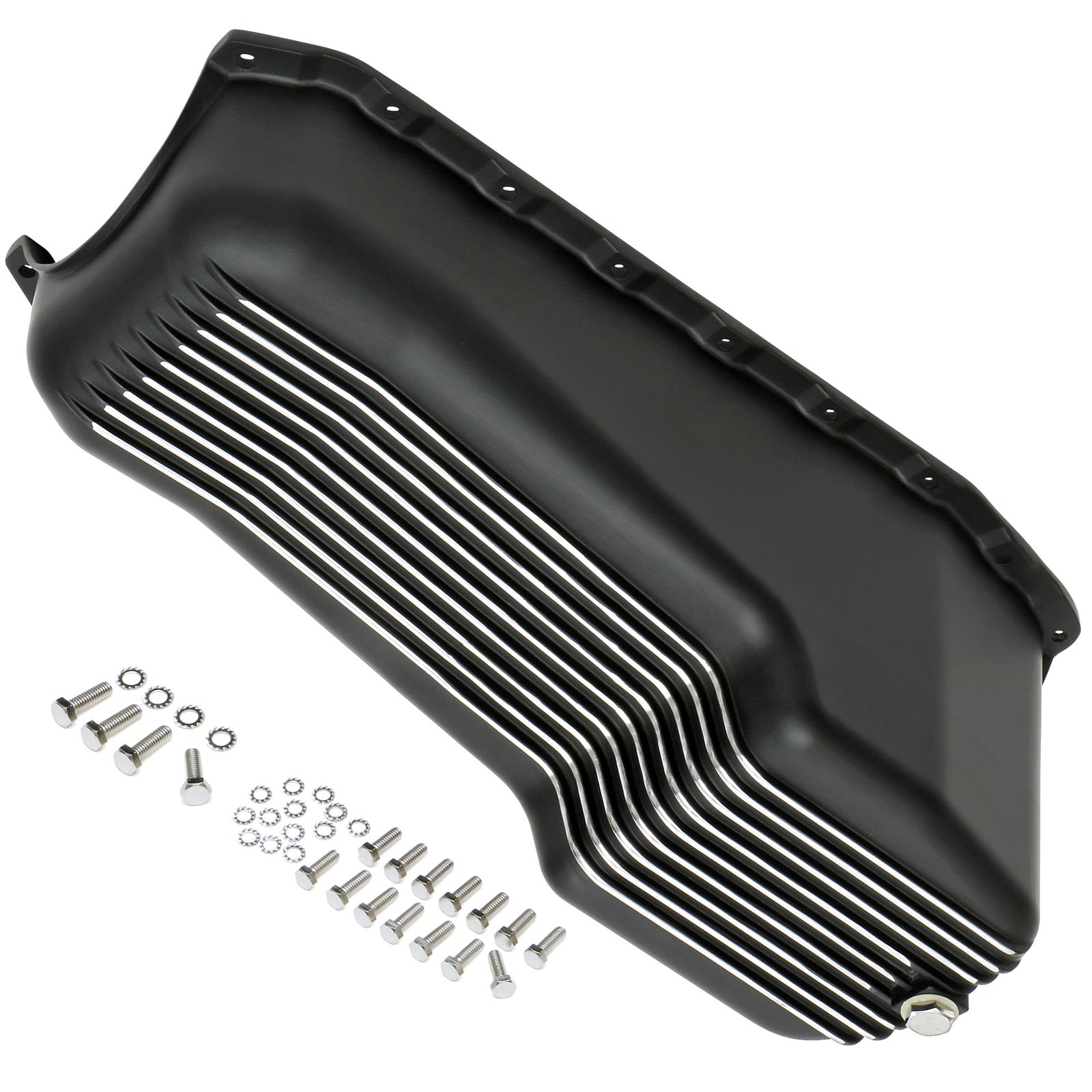 Trans-Dapt Performance Products Oil Pans 7426 Pan, Pan Black Finned Aluminum SBC 305-350 1980-85