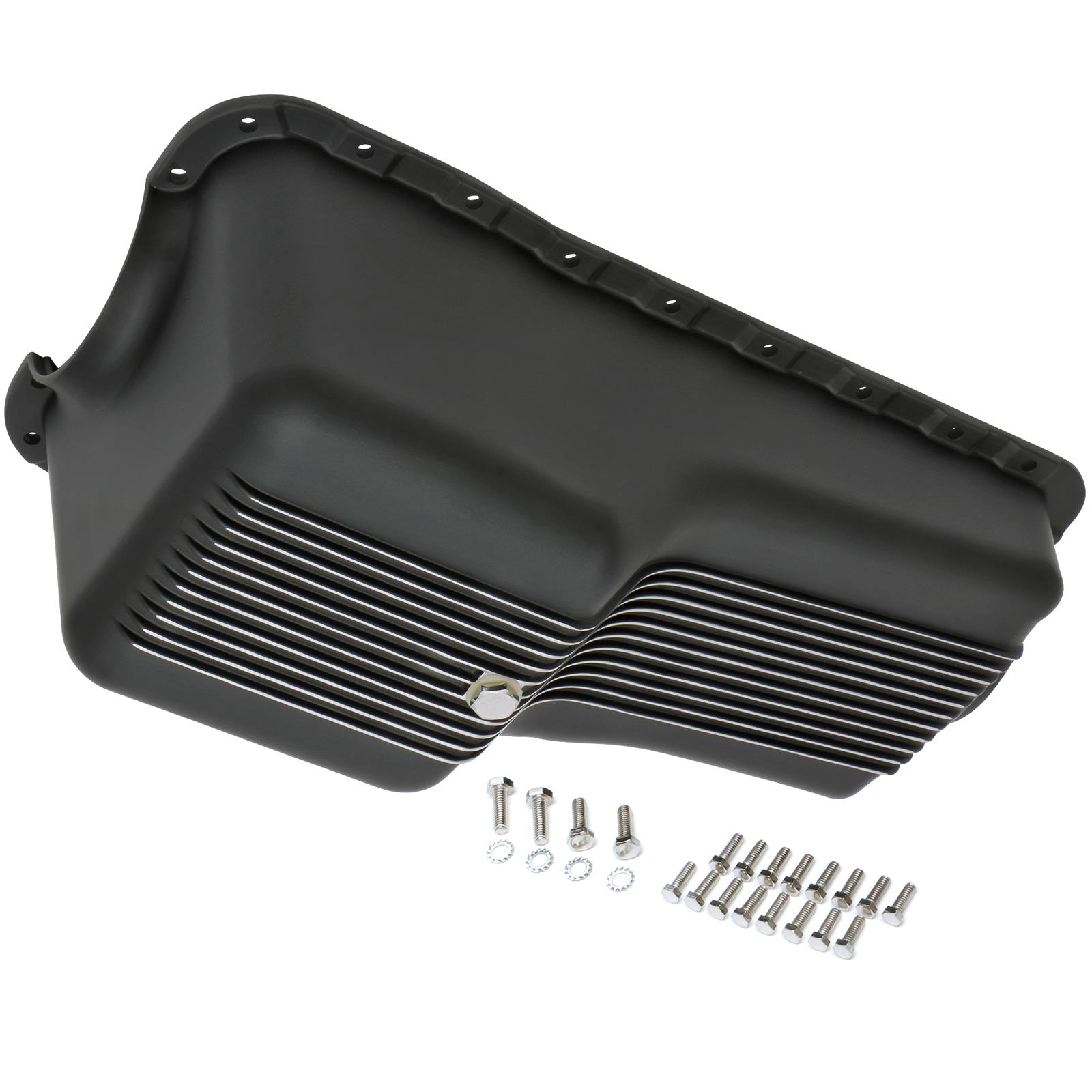 Trans-Dapt Performance Products Oil Pans 7427 Pan, Pan Black Finned Aluminum SB Ford 260-302 1962-82 thumbnail 2