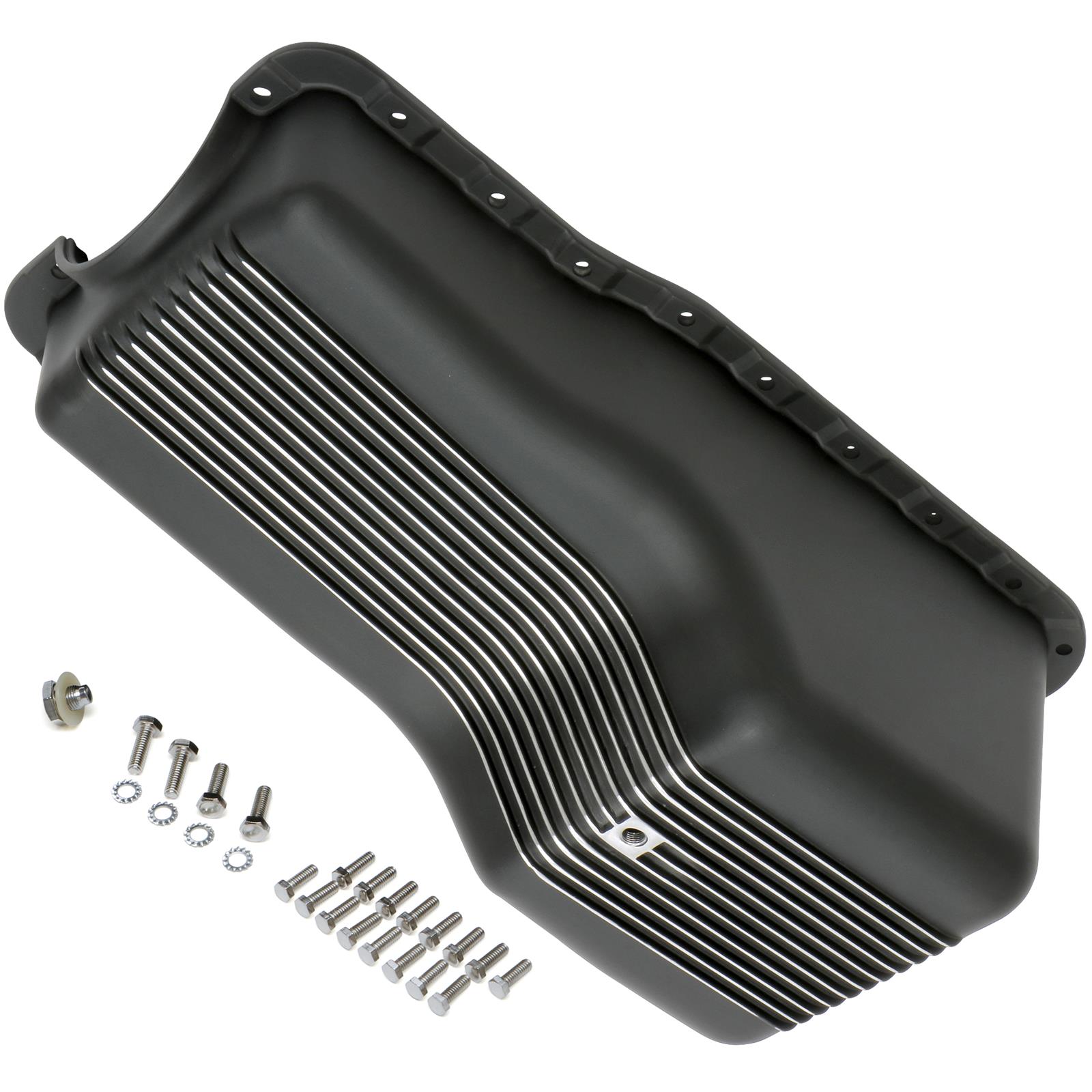 Trans-Dapt Performance Products Oil Pans 7427 Pan, Pan Black Finned Aluminum SB Ford 260-302 1962-82