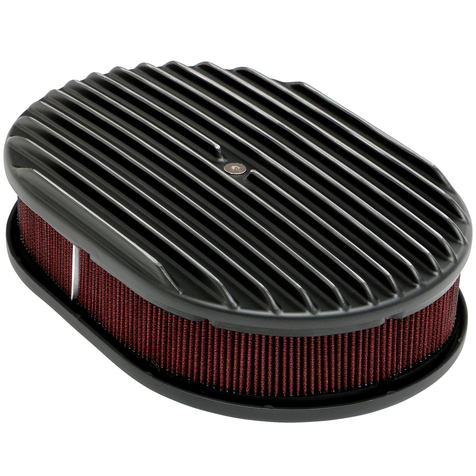 Trans-Dapt Performance Products Air Cleaners 7467 Cleaner, Black Finned Oval Cleaner Kit 12" X 2" Paper Element Full Finned Style