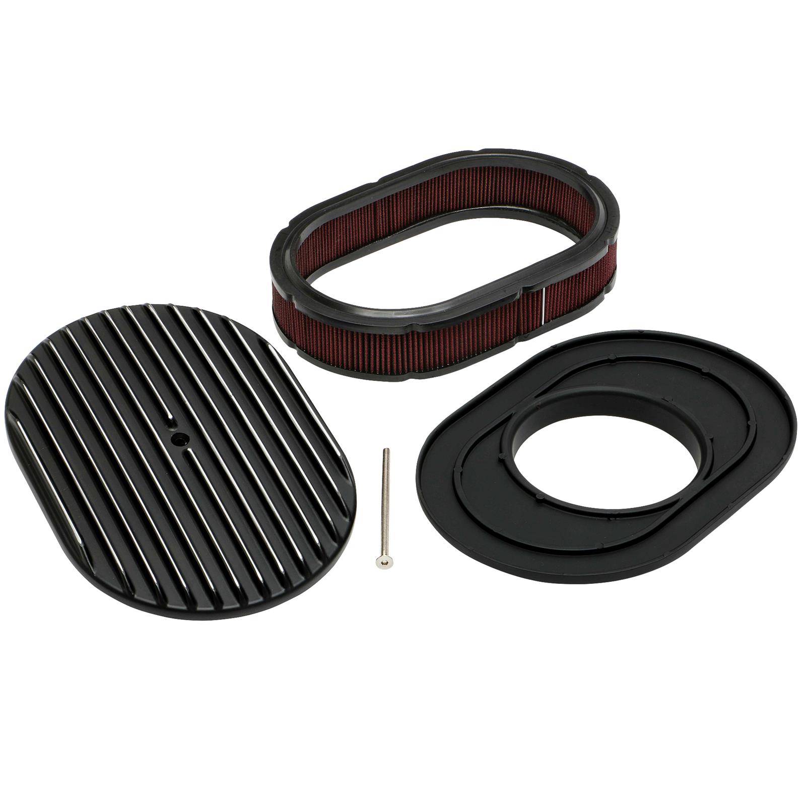 Trans-Dapt Performance Products Air Cleaners 7467 Cleaner, Black Finned Oval Cleaner Kit 12" X 2" Paper Element Full Finned Style thumbnail 2
