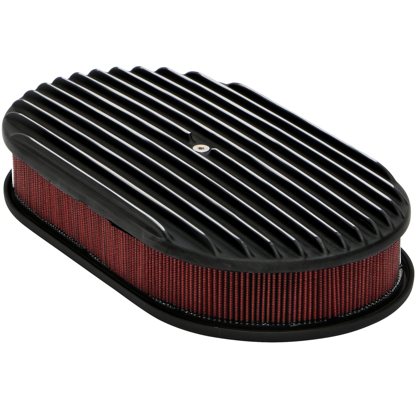 Trans-Dapt Performance Products Air Cleaners 7468 Cleaner, Black Finned Oval Cleaner Kit 15" X 2" Paper Element Full Finned Style