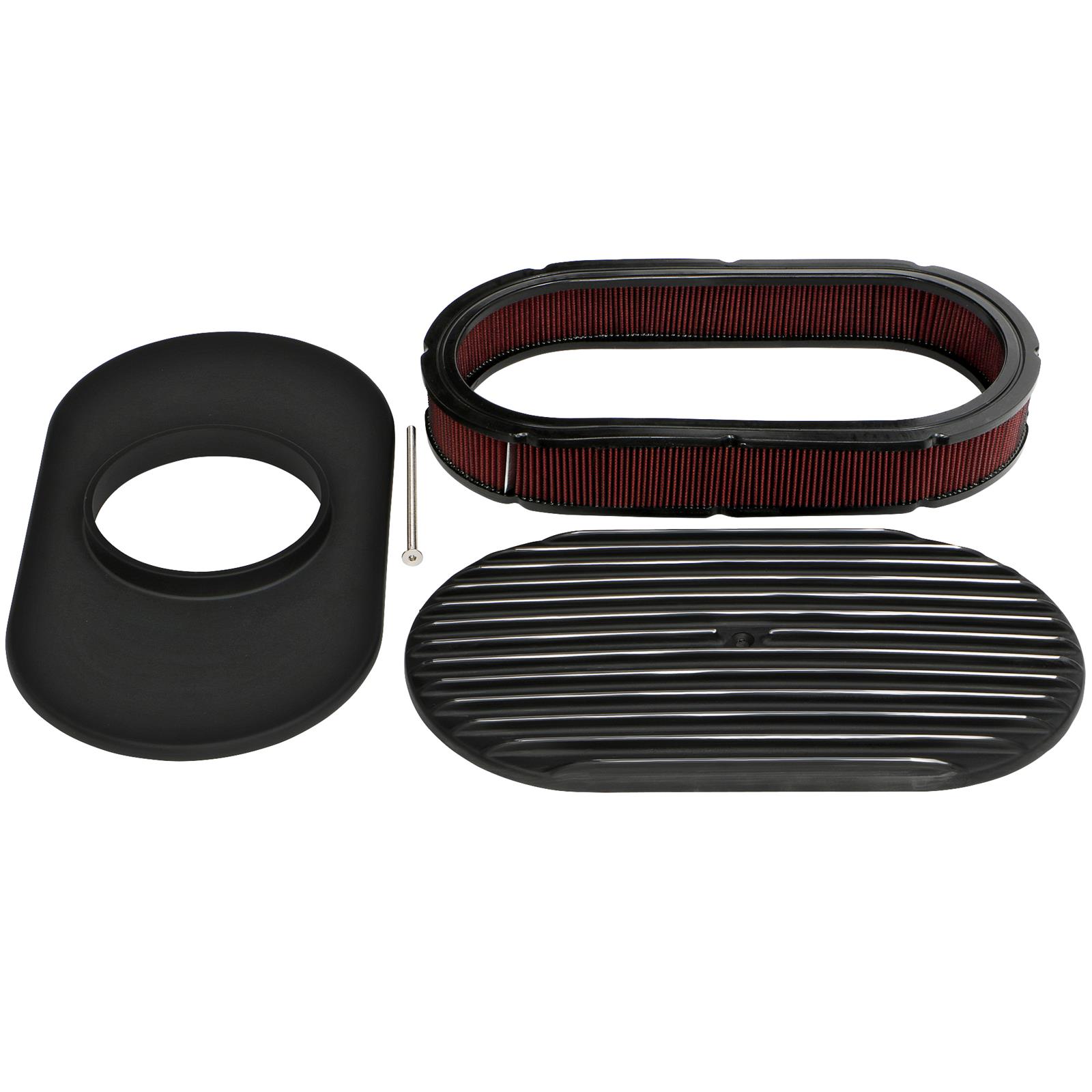 Trans-Dapt Performance Products Air Cleaners 7468 Cleaner, Black Finned Oval Cleaner Kit 15" X 2" Paper Element Full Finned Style thumbnail 2