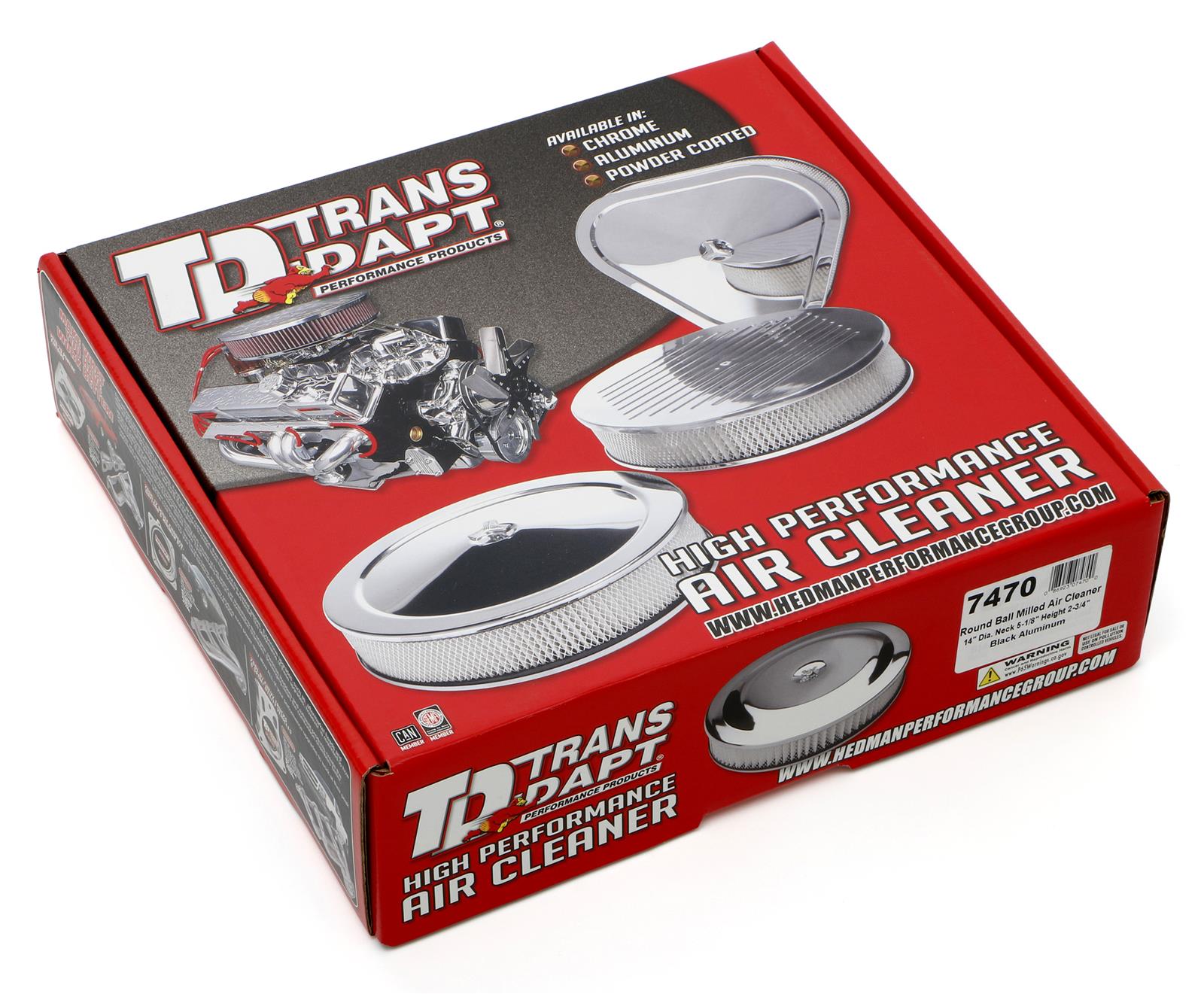 Trans-Dapt Performance Products Air Cleaners 7470 Cleaner, 14" Rnd Black Alum A/C Ball Milled