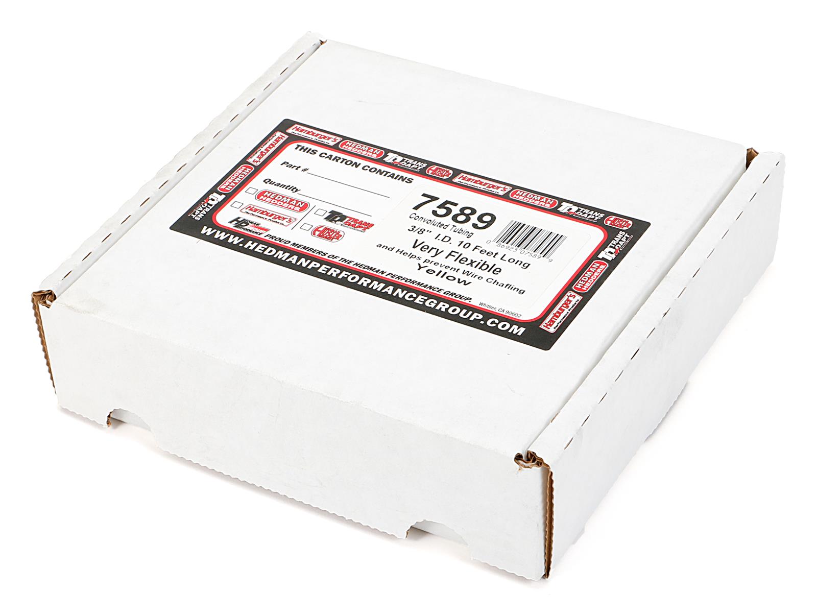 Trans-Dapt Performance Convoluted Tubing 7589 Tubing, Polyethylene, Yellow, 3/8 in. Diameter, 10 ft. Long, Each