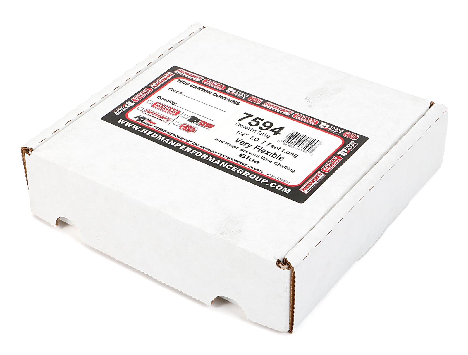 Trans-Dapt Performance Convoluted Tubing 7594 Tubing, Polyethylene, Blue, 1/2 in. Diameter, 7 ft. Long, Each
