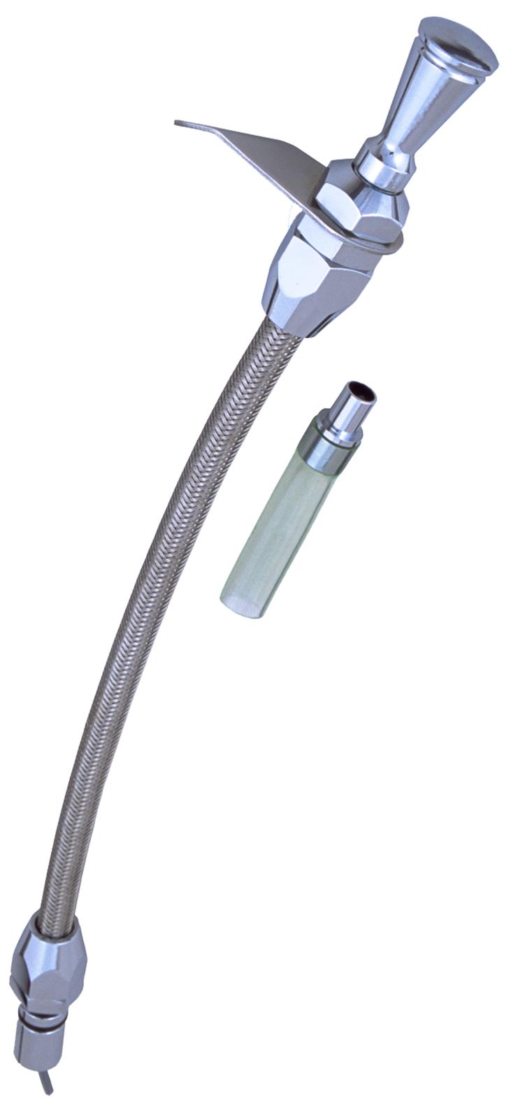 Trans-Dapt Performance Flexible Braided Stainless Transmission Dipsticks 8138 Dipstick, Stainless, Polished Billet Aluminum, GM TH350, Push-In Style, Each