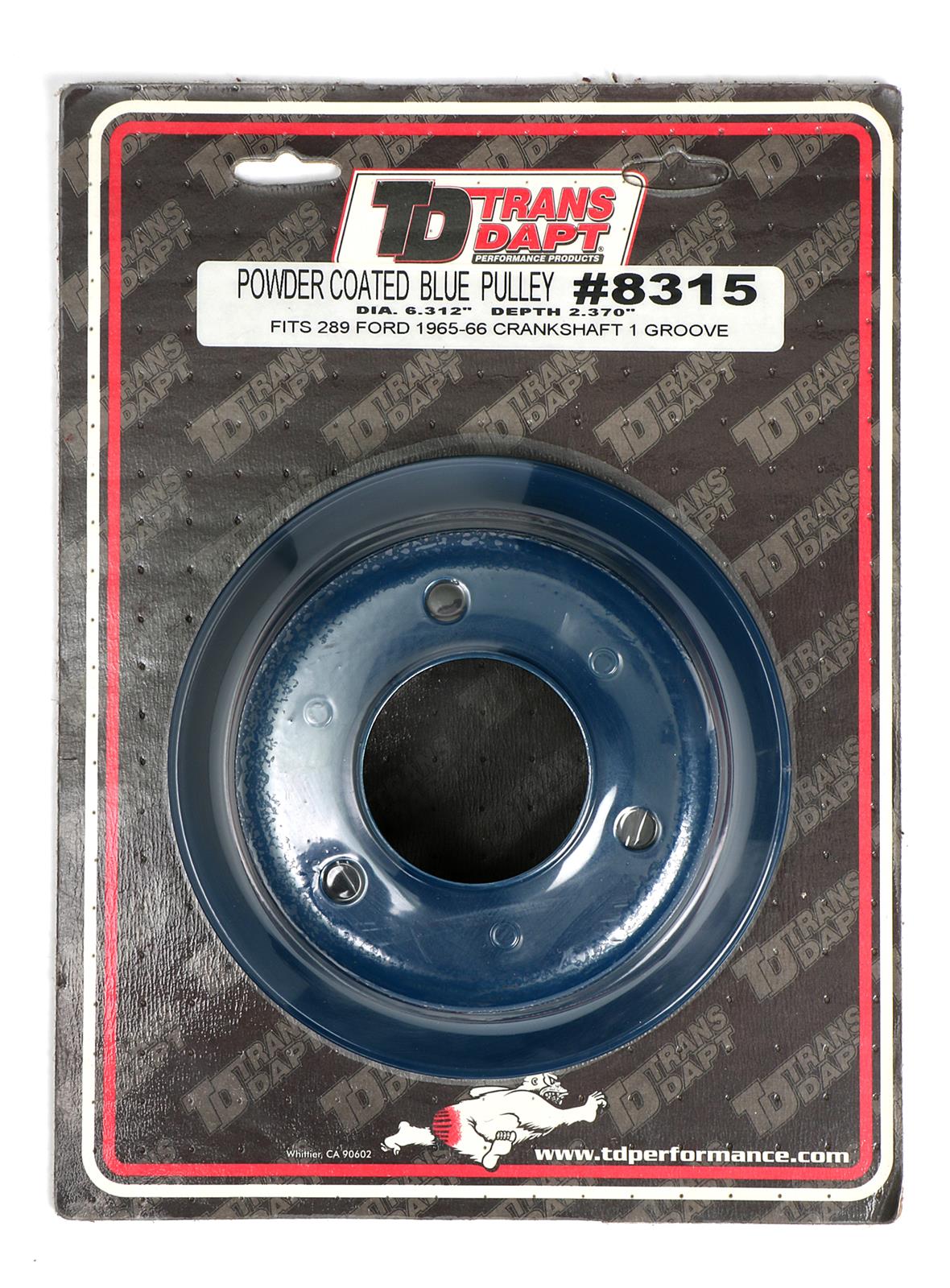 Trans-Dapt Performance Products Crankshaft Pulleys 8315 65-66 SB FORD; SINGLE LOWER PULLEY- FORD BLUE POWDER-COAT