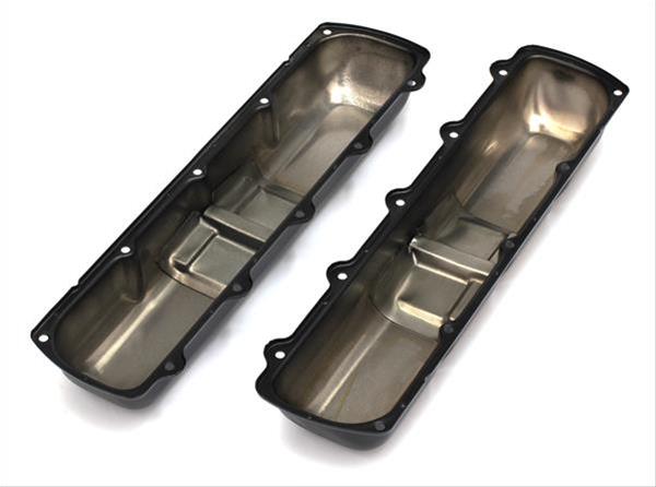 Trans-Dapt Performance Products Valve Covers 8611 OLDS CTR. HOLE ASPHALT BLACK POWDER COATED VALVE COVERS