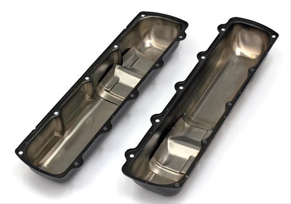 Trans-Dapt Performance Products Valve Covers 8612 OLDS OFFSET HOLE ASPHALT BLACK POWDER COATED VALVE COVERS