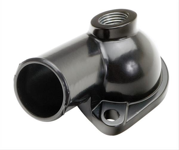 Trans-Dapt Performance Powdercoated O-Ring Water Necks 8635 Neck, Zinc Alloy, Black Powdercoated, 15 Degree, Chevy, GMC, Pontiac, Each